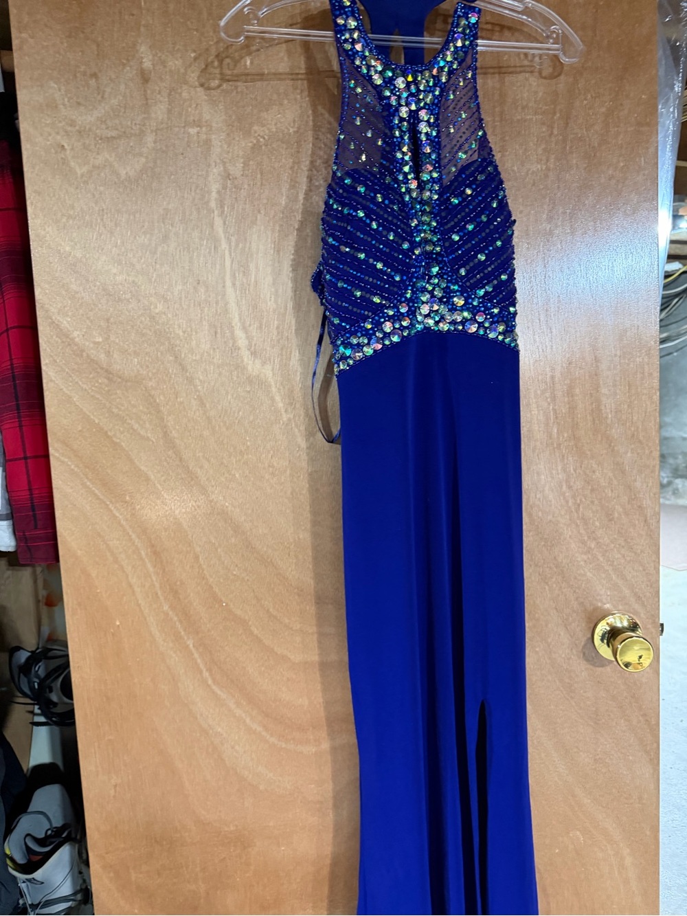 Elegant Deep Purple Beaded Evening Dress